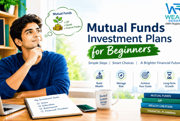 a young indian investor thinking about mutual fund investment plans for beginners like SIP and 4 finanace related book on the table near his laptop